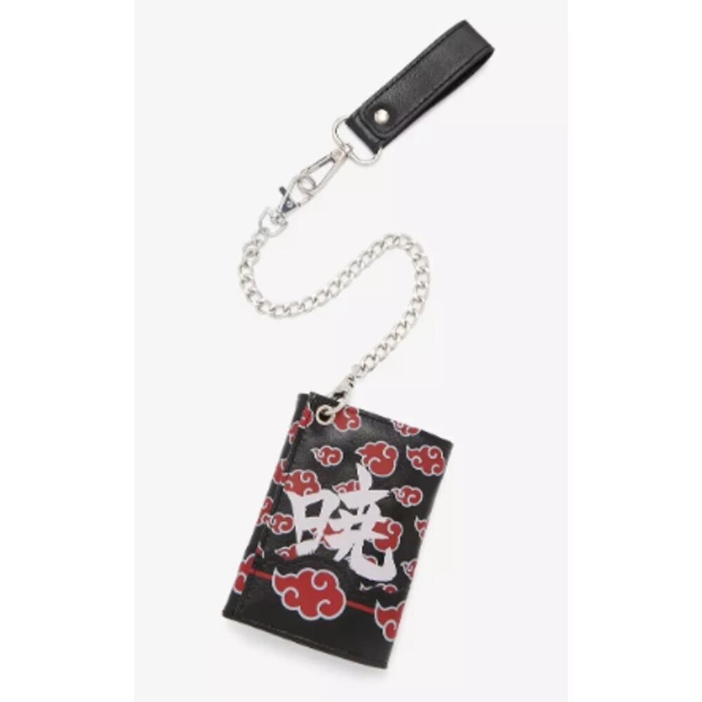 Hot Topic NWT Naruto Shippuden Akatsuki Trifold Wallet Detachable Chain Anime